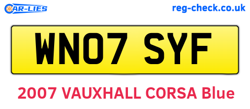 WN07SYF are the vehicle registration plates.