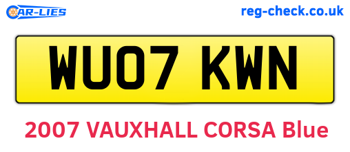 WU07KWN are the vehicle registration plates.