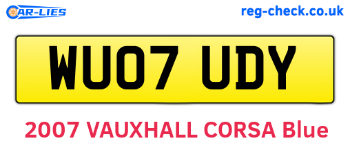 WU07UDY are the vehicle registration plates.