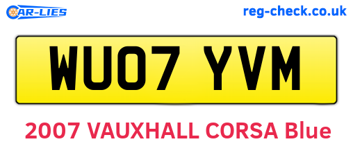 WU07YVM are the vehicle registration plates.