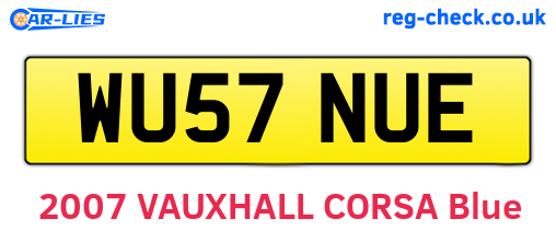 WU57NUE are the vehicle registration plates.