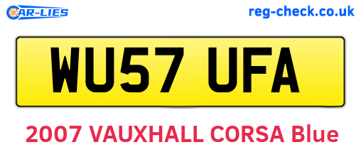 WU57UFA are the vehicle registration plates.