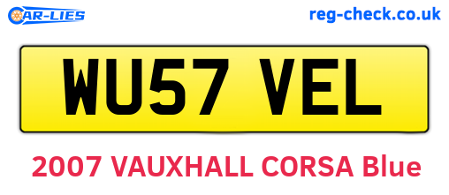 WU57VEL are the vehicle registration plates.