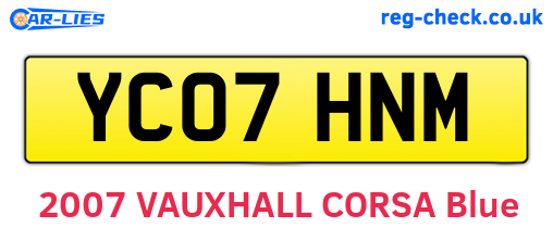 YC07HNM are the vehicle registration plates.