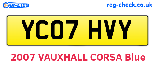 YC07HVY are the vehicle registration plates.