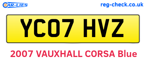 YC07HVZ are the vehicle registration plates.