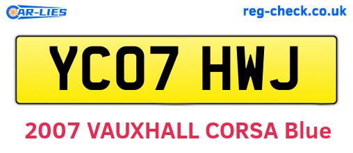YC07HWJ are the vehicle registration plates.