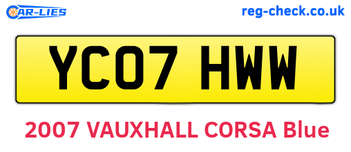 YC07HWW are the vehicle registration plates.