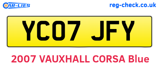 YC07JFY are the vehicle registration plates.