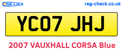 YC07JHJ are the vehicle registration plates.