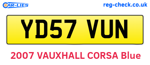 YD57VUN are the vehicle registration plates.