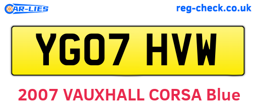 YG07HVW are the vehicle registration plates.