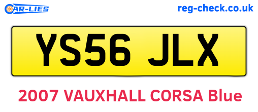 YS56JLX are the vehicle registration plates.