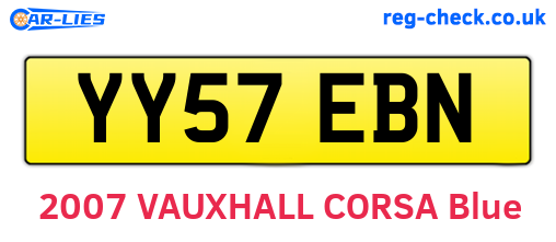 YY57EBN are the vehicle registration plates.