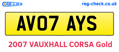 AV07AYS are the vehicle registration plates.