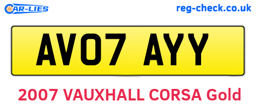 AV07AYY are the vehicle registration plates.