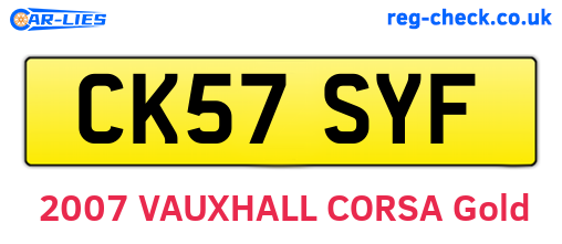 CK57SYF are the vehicle registration plates.