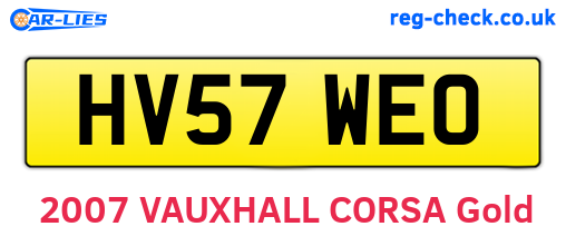HV57WEO are the vehicle registration plates.