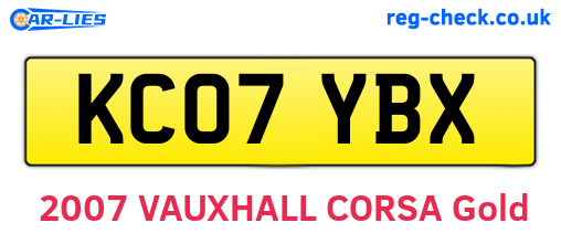 KC07YBX are the vehicle registration plates.
