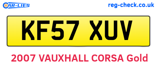 KF57XUV are the vehicle registration plates.