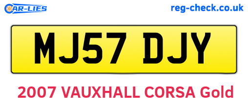 MJ57DJY are the vehicle registration plates.