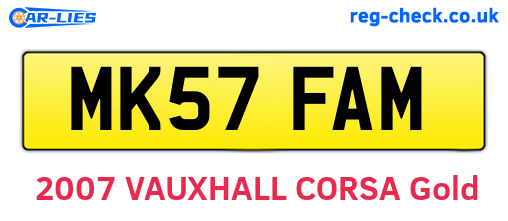MK57FAM are the vehicle registration plates.