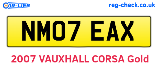 NM07EAX are the vehicle registration plates.