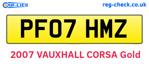 PF07HMZ are the vehicle registration plates.