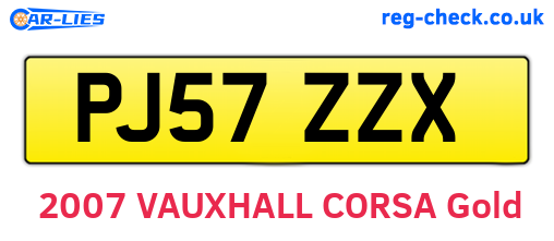 PJ57ZZX are the vehicle registration plates.