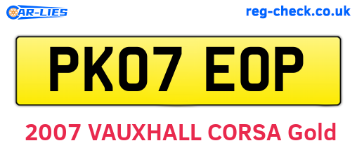 PK07EOP are the vehicle registration plates.