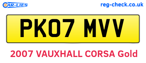 PK07MVV are the vehicle registration plates.