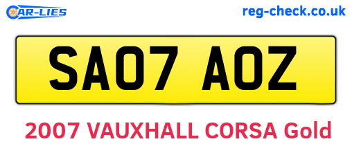 SA07AOZ are the vehicle registration plates.