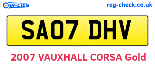 SA07DHV are the vehicle registration plates.