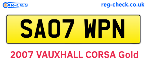 SA07WPN are the vehicle registration plates.