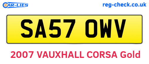 SA57OWV are the vehicle registration plates.
