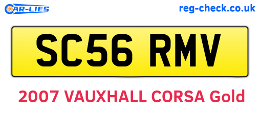 SC56RMV are the vehicle registration plates.