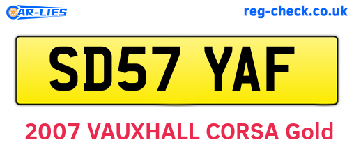 SD57YAF are the vehicle registration plates.
