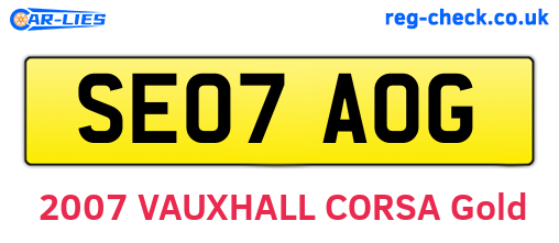 SE07AOG are the vehicle registration plates.
