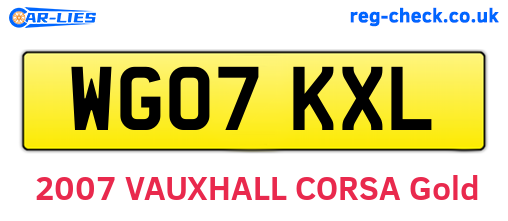 WG07KXL are the vehicle registration plates.