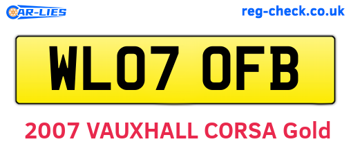 WL07OFB are the vehicle registration plates.