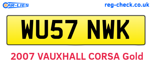 WU57NWK are the vehicle registration plates.