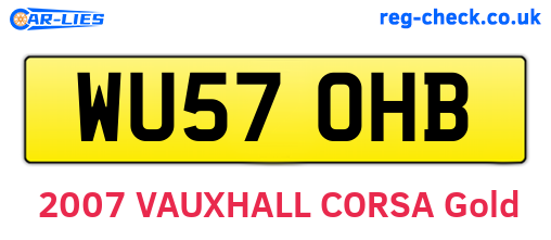 WU57OHB are the vehicle registration plates.