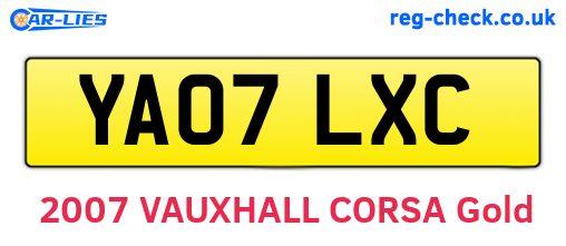 YA07LXC are the vehicle registration plates.