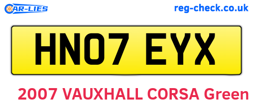 HN07EYX are the vehicle registration plates.