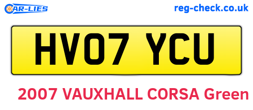 HV07YCU are the vehicle registration plates.