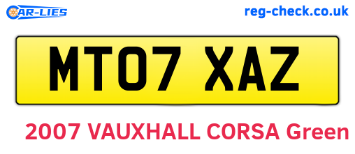 MT07XAZ are the vehicle registration plates.
