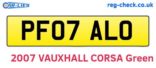 PF07ALO are the vehicle registration plates.