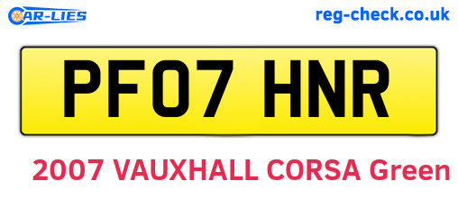 PF07HNR are the vehicle registration plates.