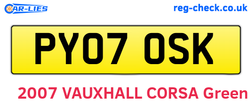 PY07OSK are the vehicle registration plates.