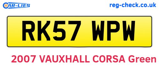 RK57WPW are the vehicle registration plates.